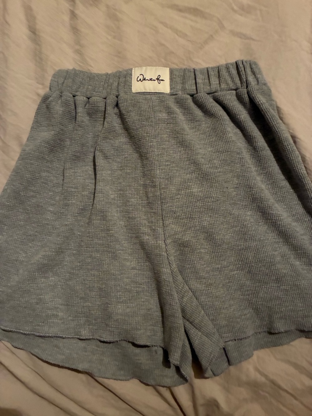White Fox Boutique Waffle-Knit Lounge Shorts - Gray